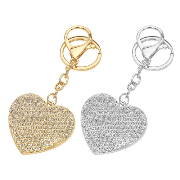 Accessories - Gold or Silver Heart Keychain/Bag Charm NWT